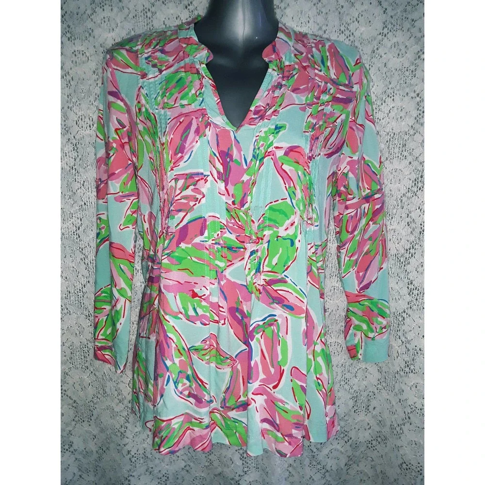Lilly Pulitzer Sz. XS DOROTHY In The Vias Floral Long Sleeve Top - Picture 1 of 8